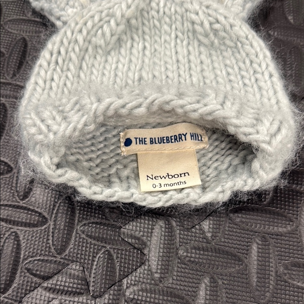 White Bunny Ear Knit Hat - The Blueberry Hill 0-3mo NWOT - Picture 2 of 4